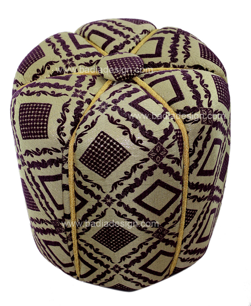 Purple and Beige Color Fabric Pouf