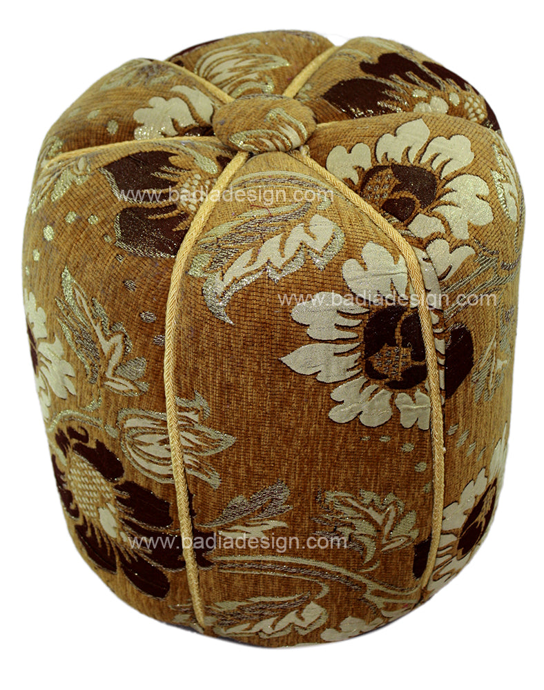 Brown and Beige Fabric Pouf