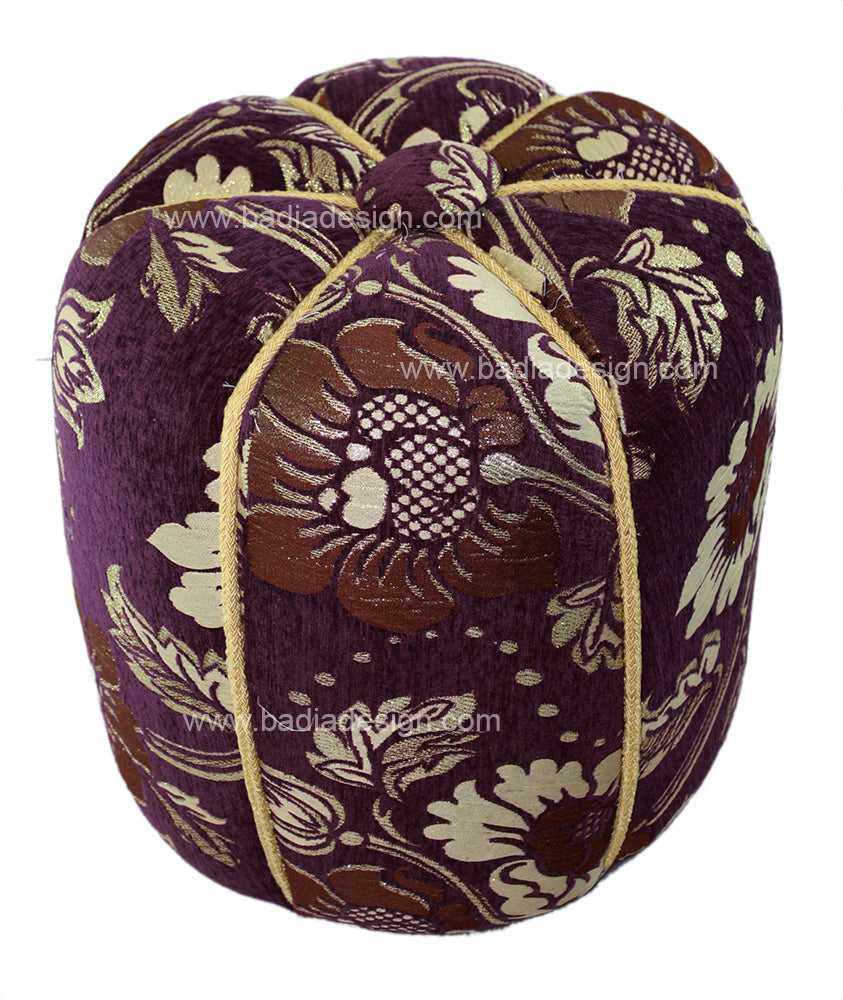 Purple Flower Design Fabric Pouf