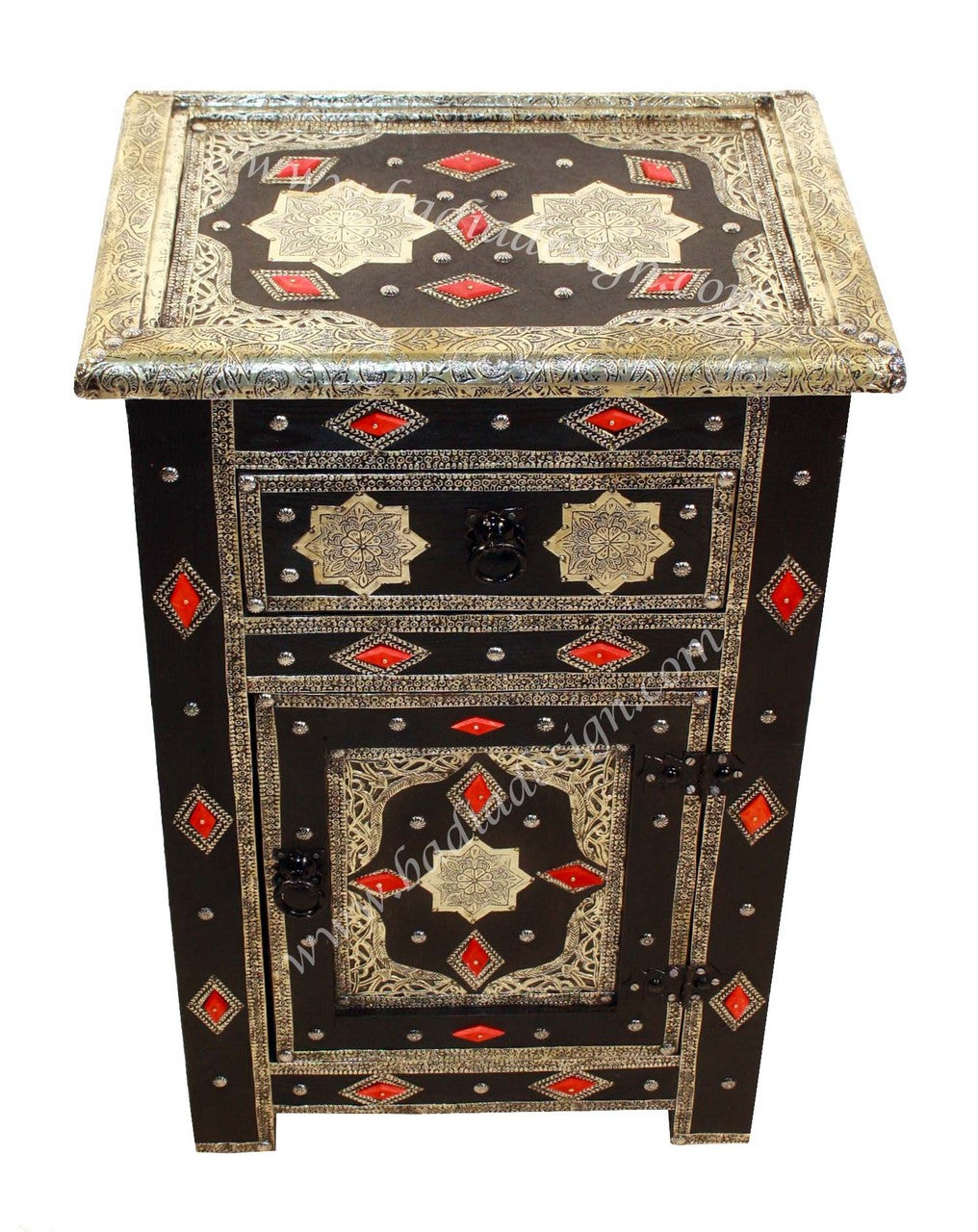 Premium Leather Cabinet with Orange Bone Inlay