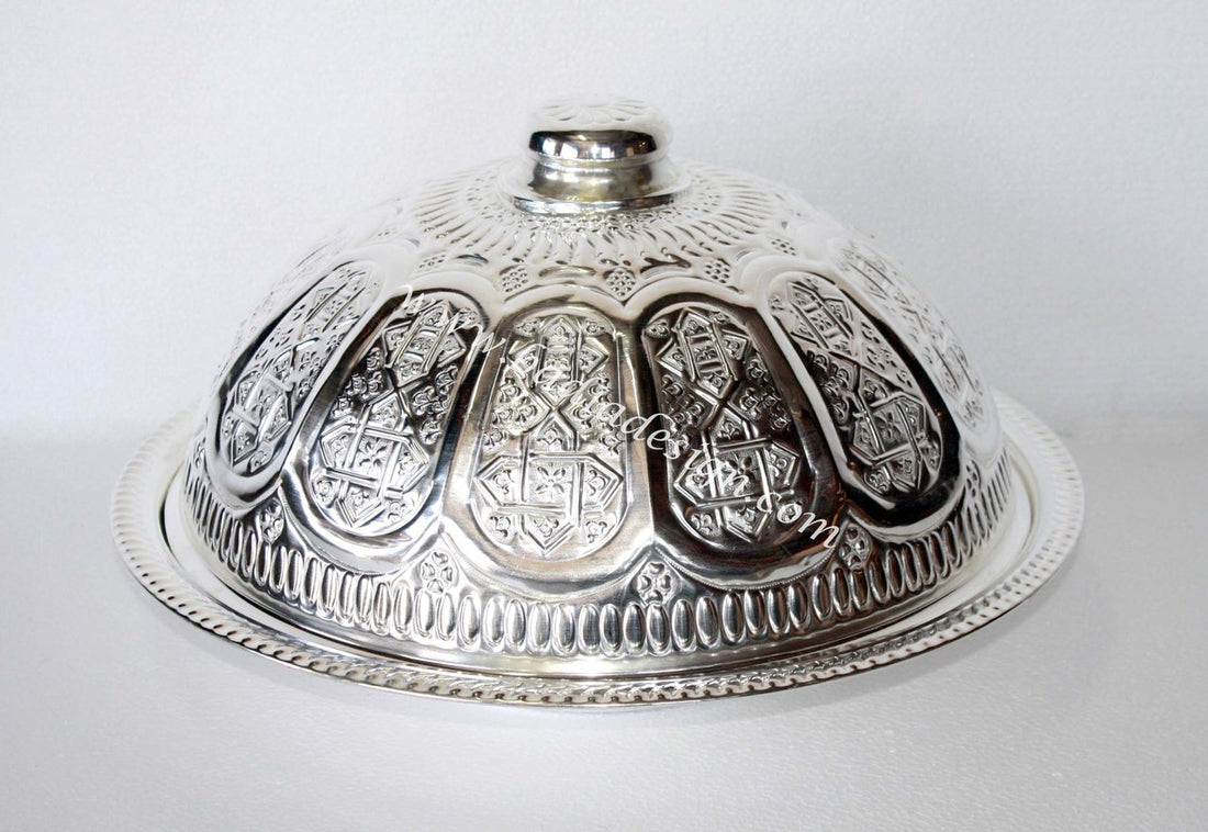 Moroccan Silver Plated Platter with Lid