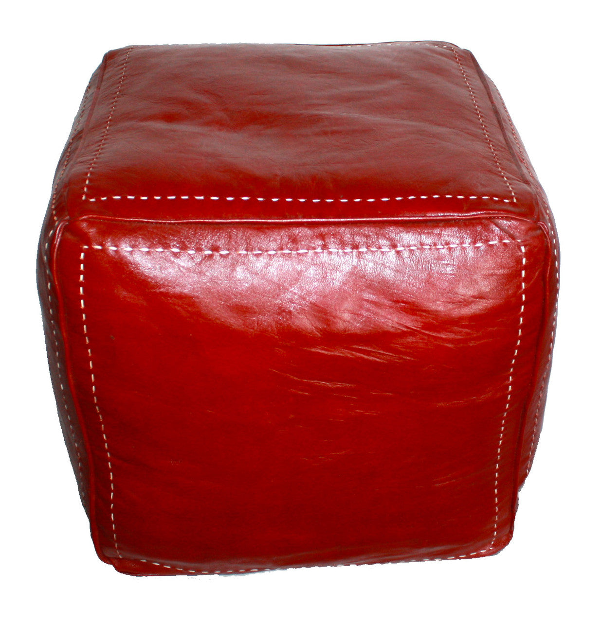 Moroccan Square Premium Leather Ottoman