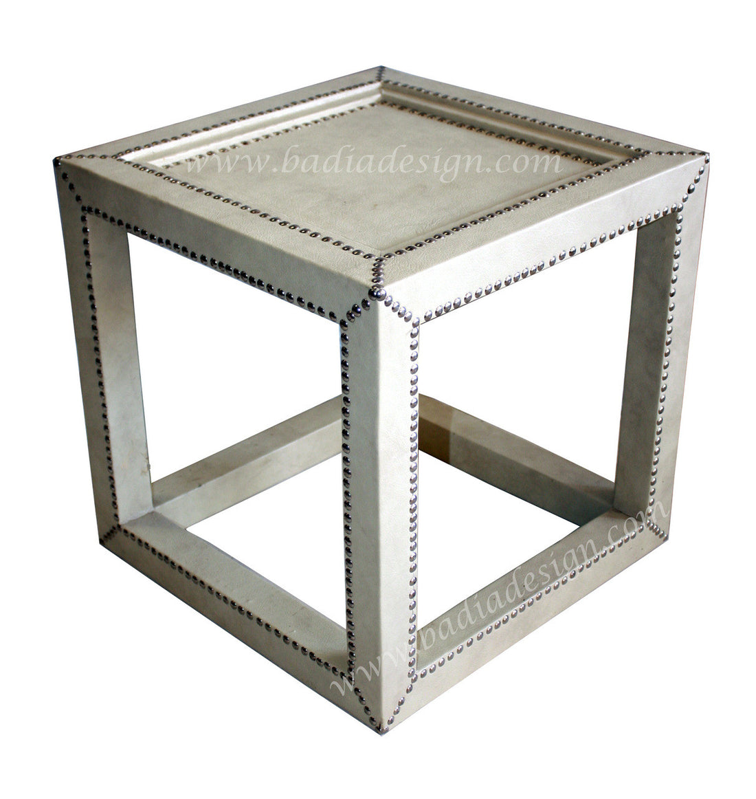 Square Embossed Metal and Premium Leather Table