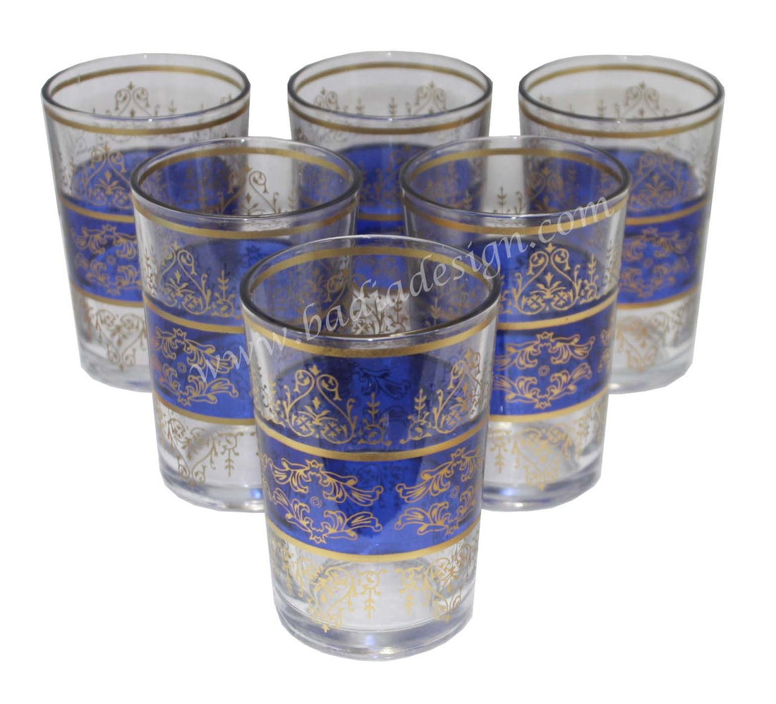 Gold Motif Moroccan Tea Glass Set - Pack of 6