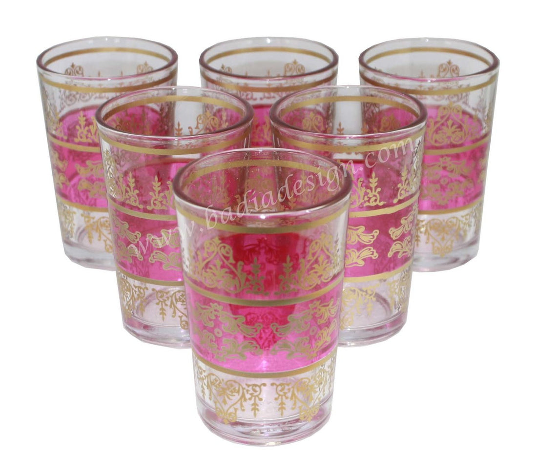 Gold Motif Moroccan Tea Glass Set - Pack of 6