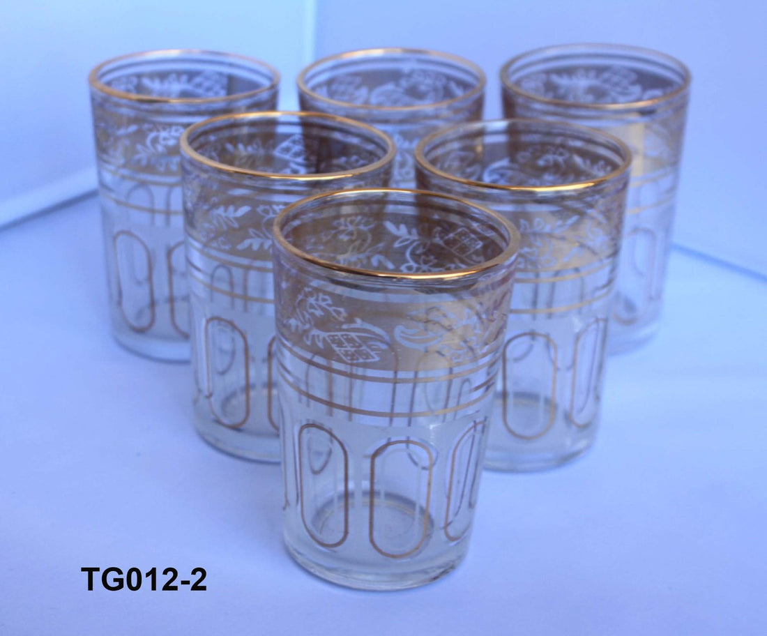 Multi Color Gold Motif Tea Glasses
