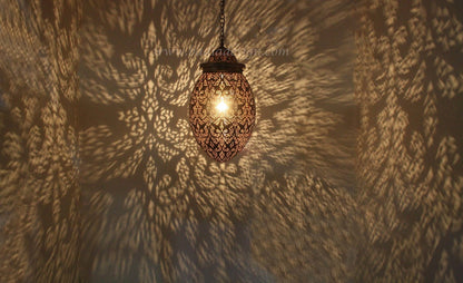 Brass Teardrop Shaped Light Fixture