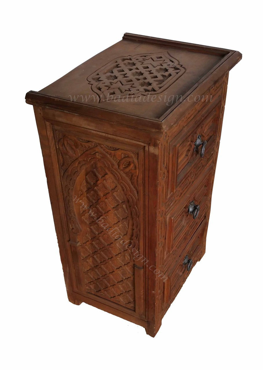 Hand Carved Wooden Nightstand