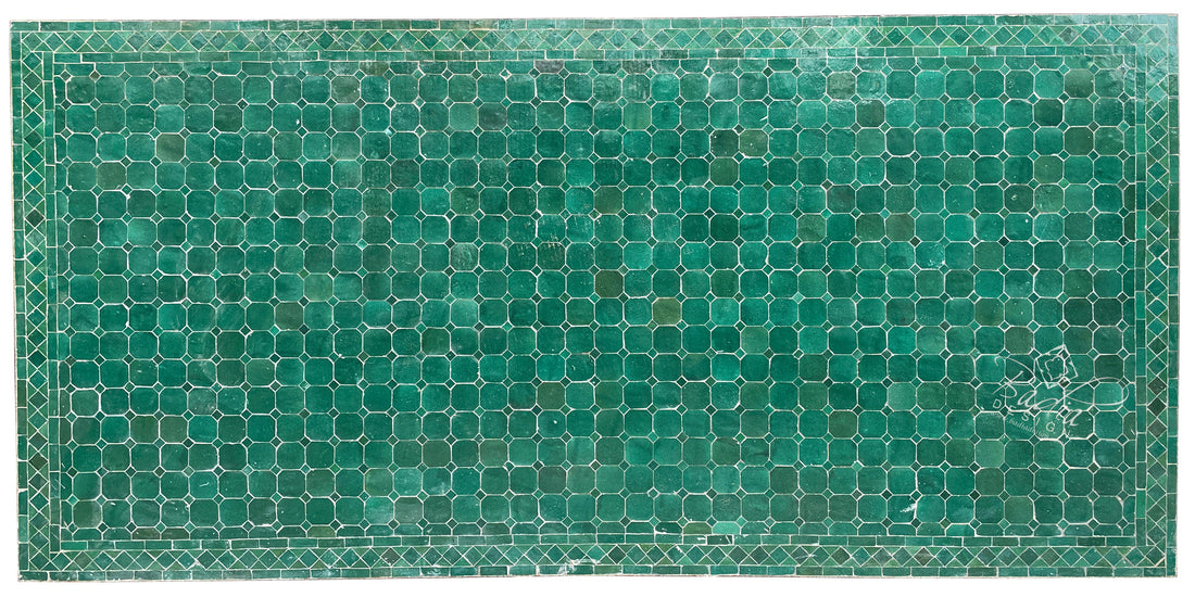 40"W x 80"L Green Rectangular Tile Table Top