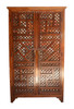 Tall Moucharabieh Carved Wood Cabinet