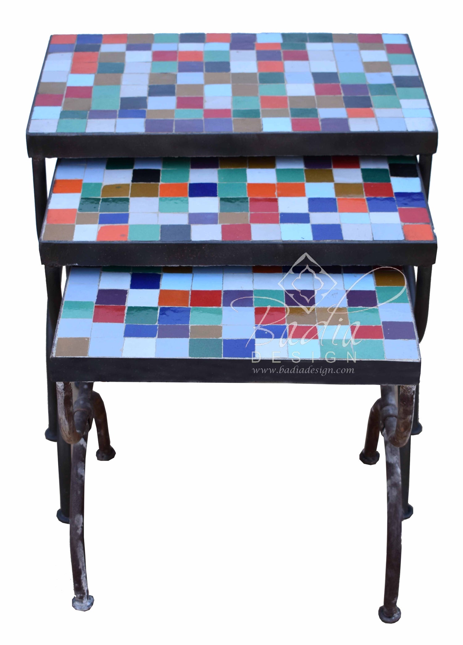 Multi-Color Nesting Tile Patio Tables - MT760