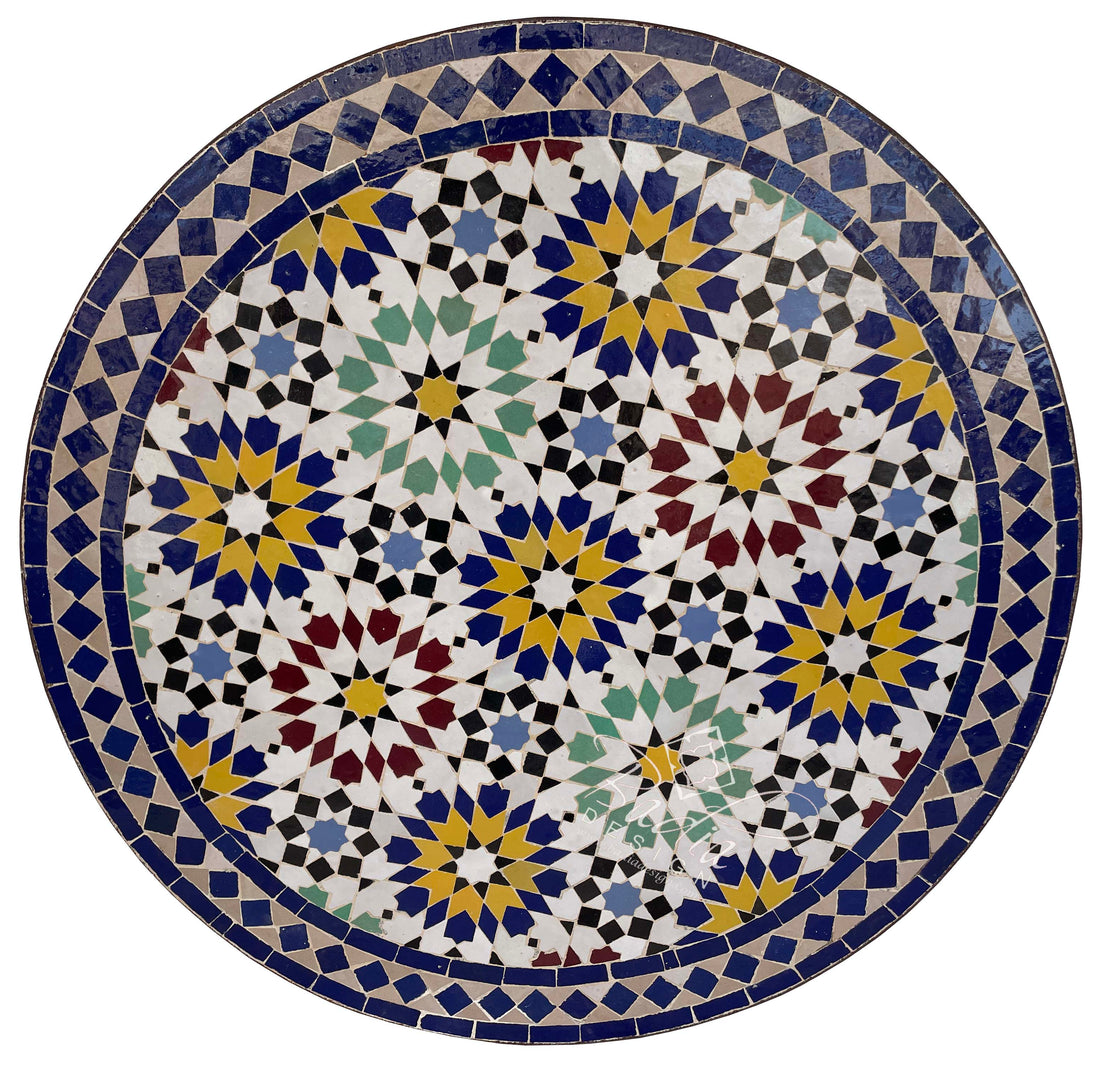 32" Multi-Color Intricately Designed Mosaic Tile Table Top