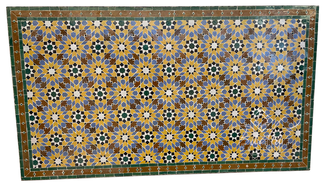 36"W x 63"L Rectangular Tile Table Top with Intricate Colors