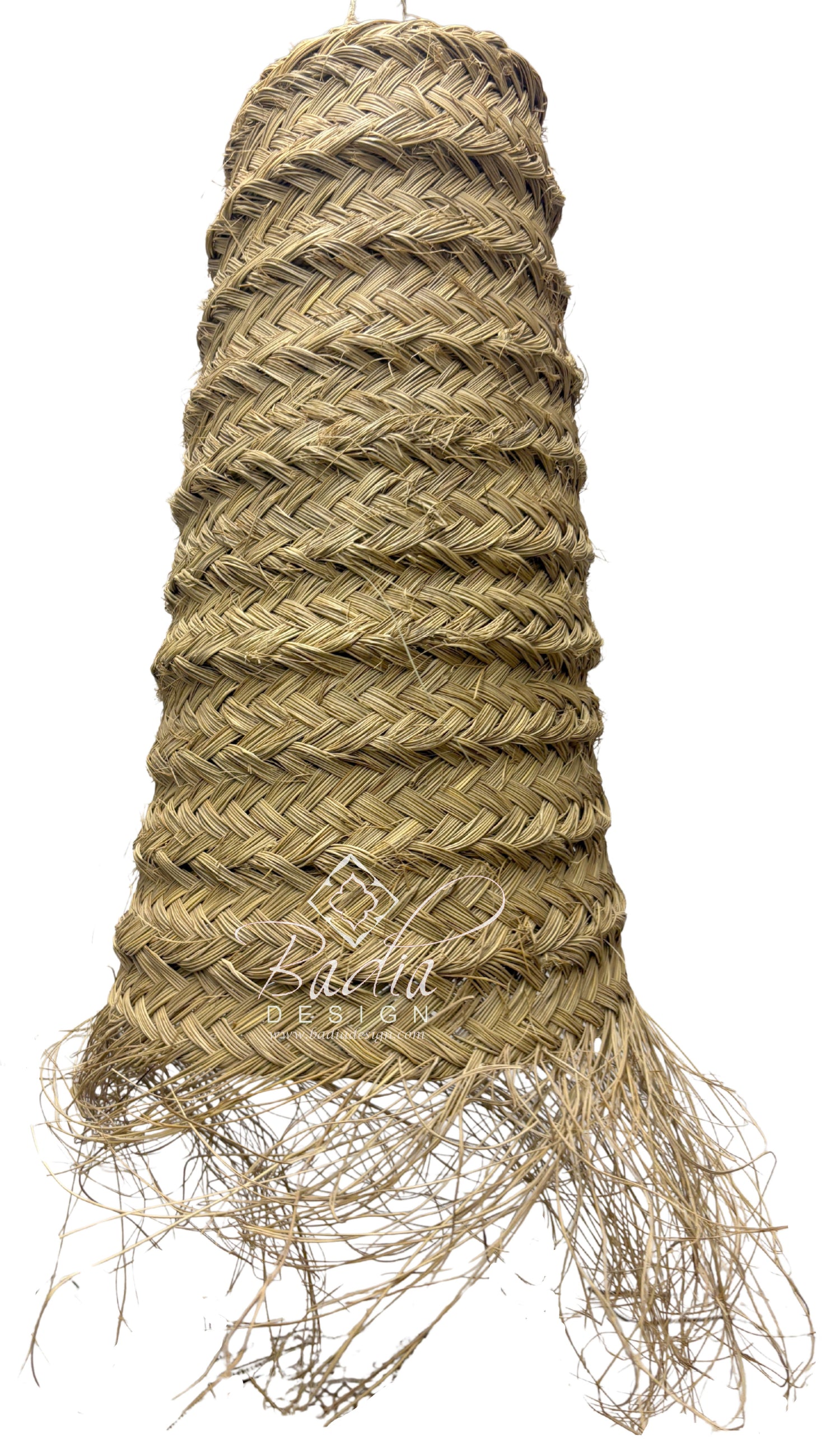 Tall Cone Shaped Raffia Lantern