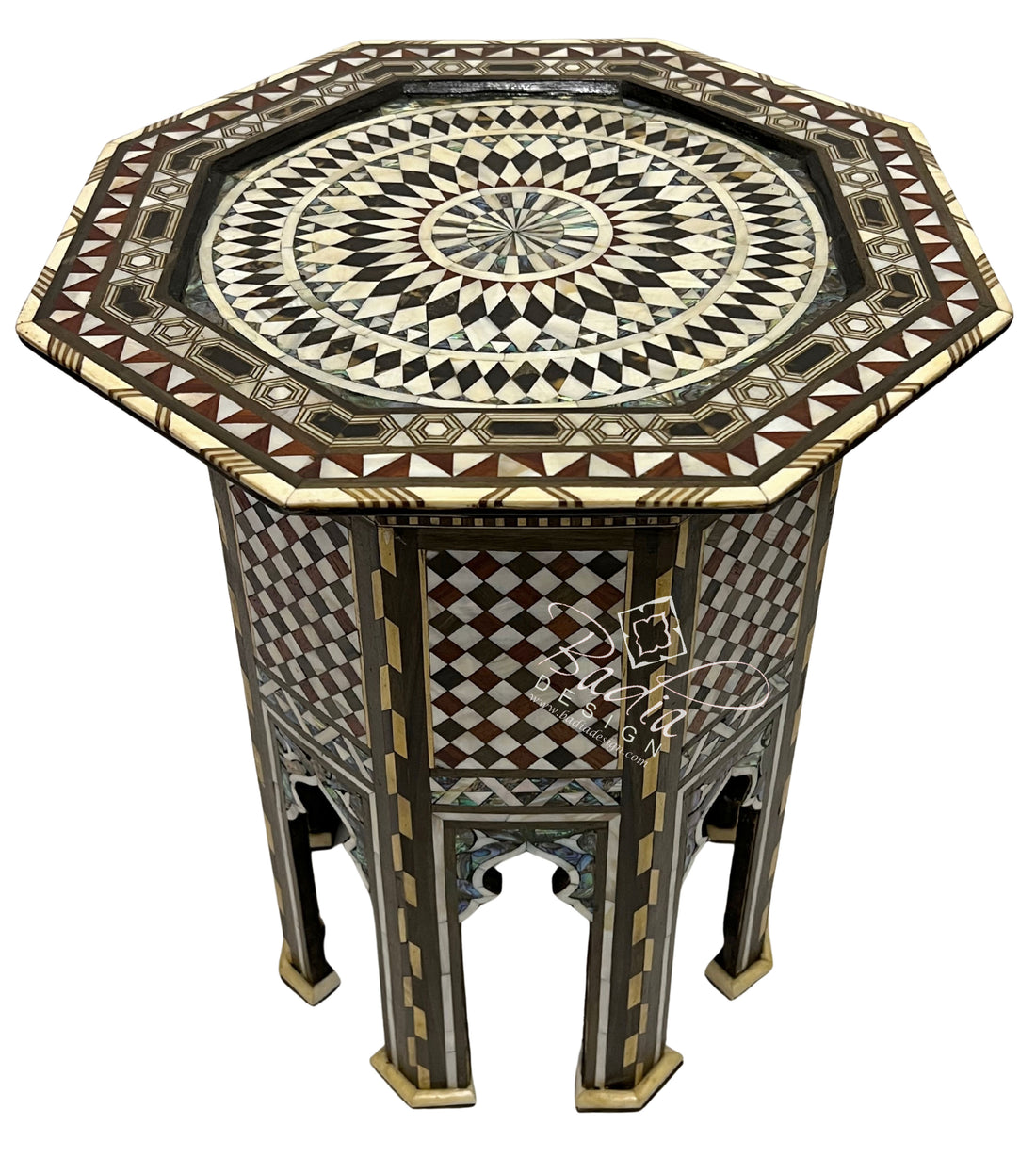 Octagonal Accent Table with Mother of Pearl Inlay