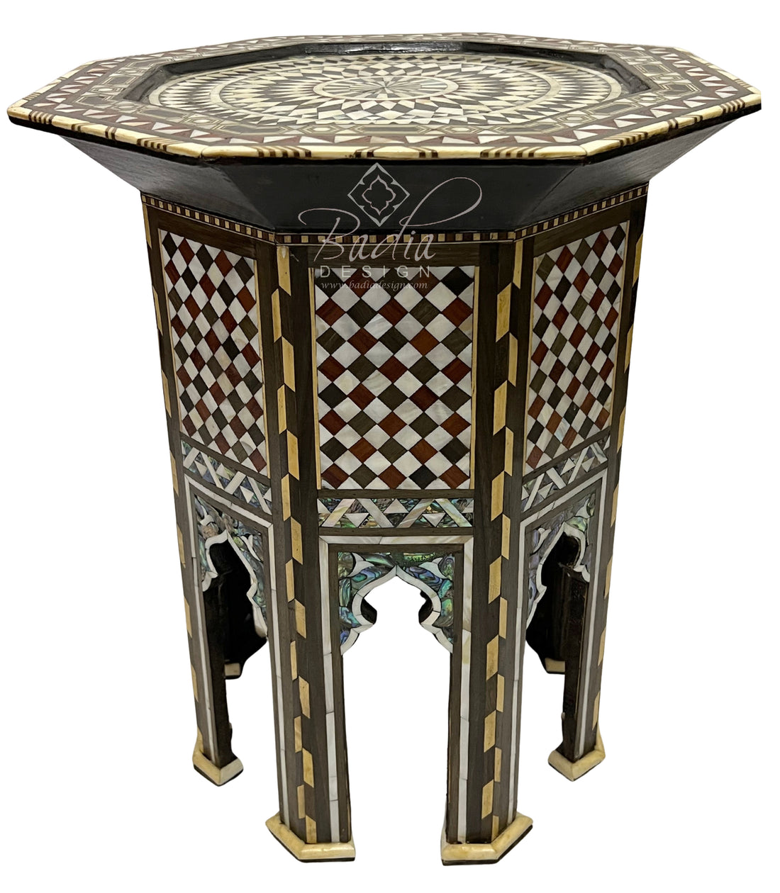 Octagonal Accent Table with Mother of Pearl Inlay