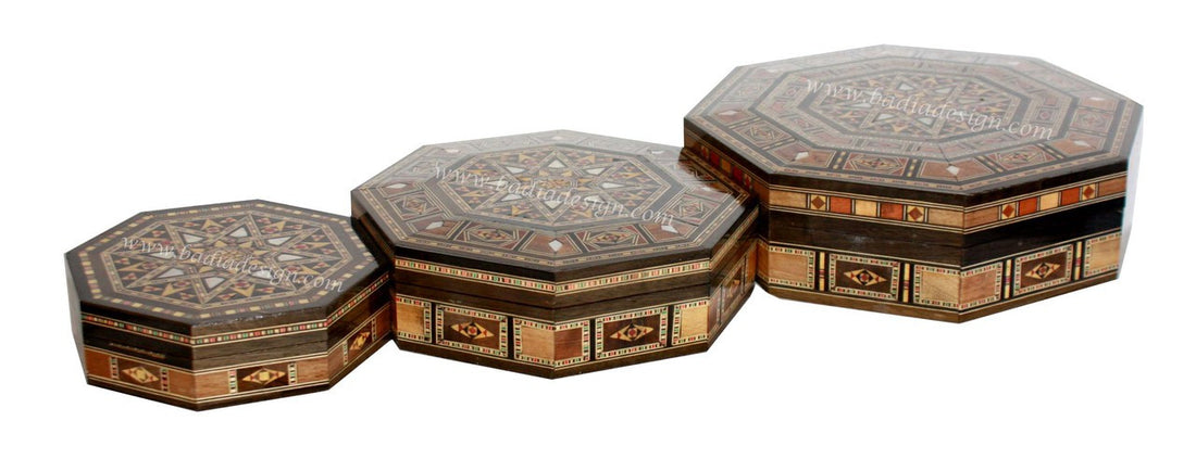Octagonal Shaped Inlaid Wooden Jewelry Box