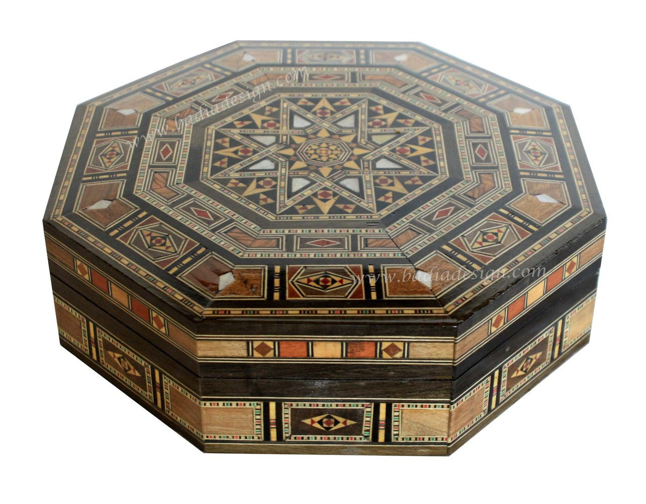 Octagonal Shaped Inlaid Wooden Jewelry Box
