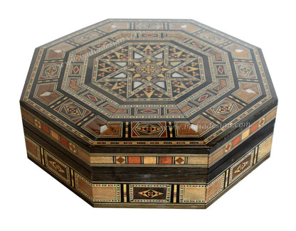 Octagonal Shaped Inlaid Wooden Jewelry Box