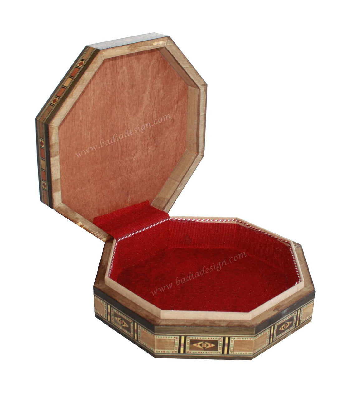 Octagonal Shaped Inlaid Wooden Jewelry Box