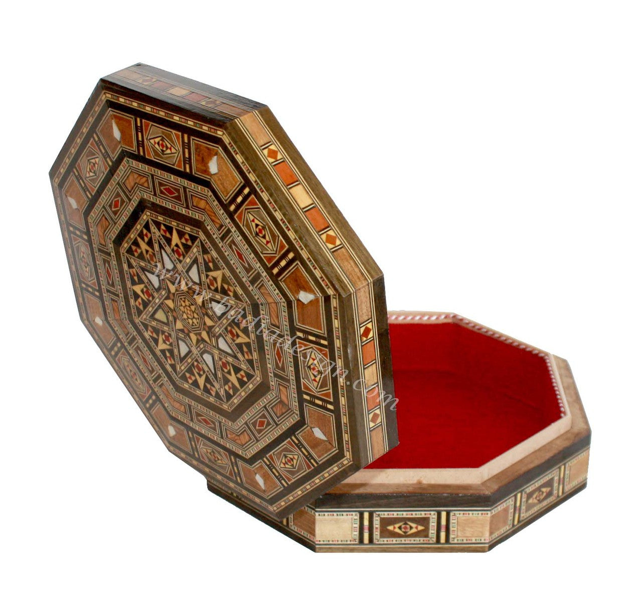 Octagonal Shaped Inlaid Wooden Jewelry Box