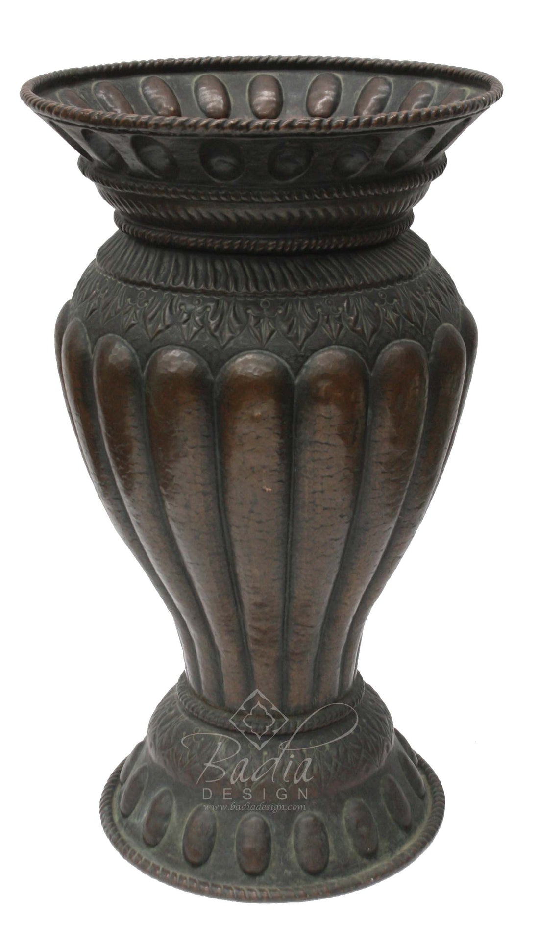 Hand Forged Embossed Dark Bronze Metal Urn