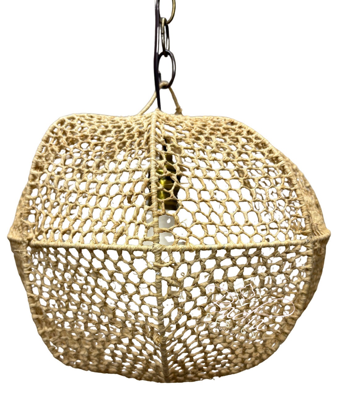Open Weave Rounded Raffia Lantern