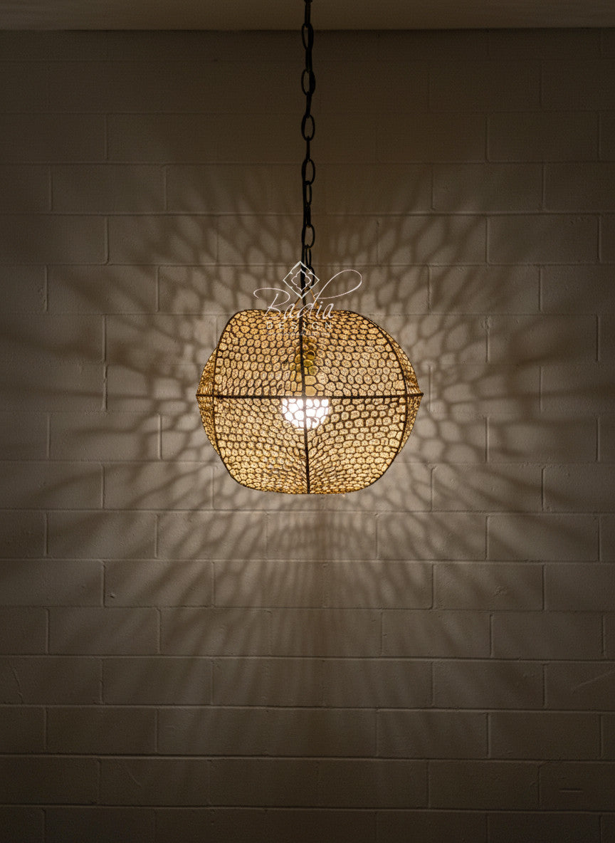 Open Weave Rounded Raffia Lantern