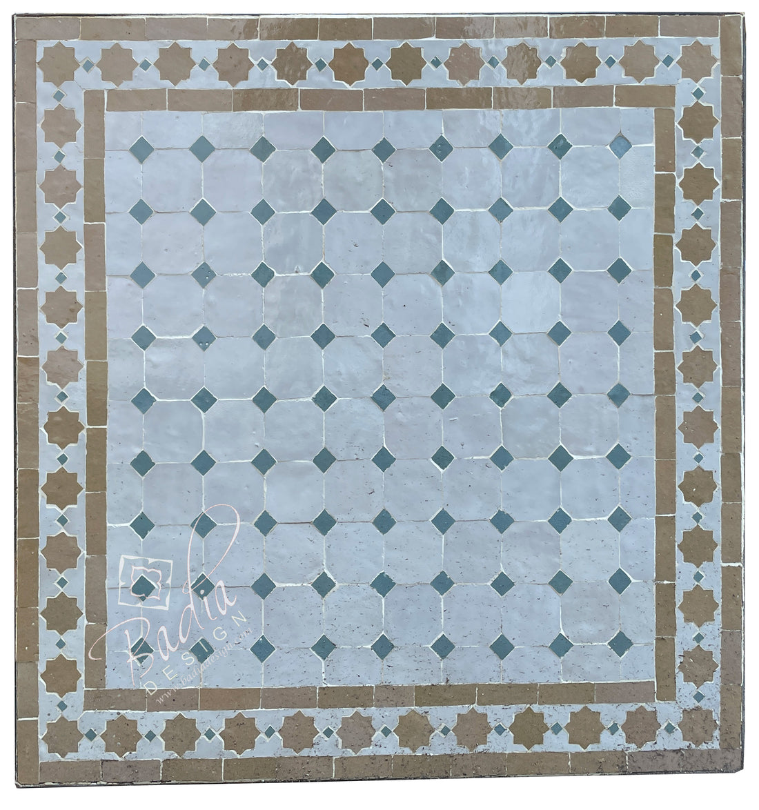 24" Square Beige Moroccan Square Tile Table Top