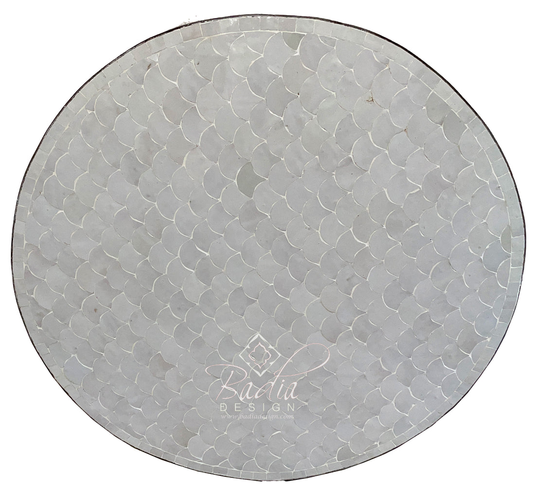 32" Off White Mosaic Tile Table Top