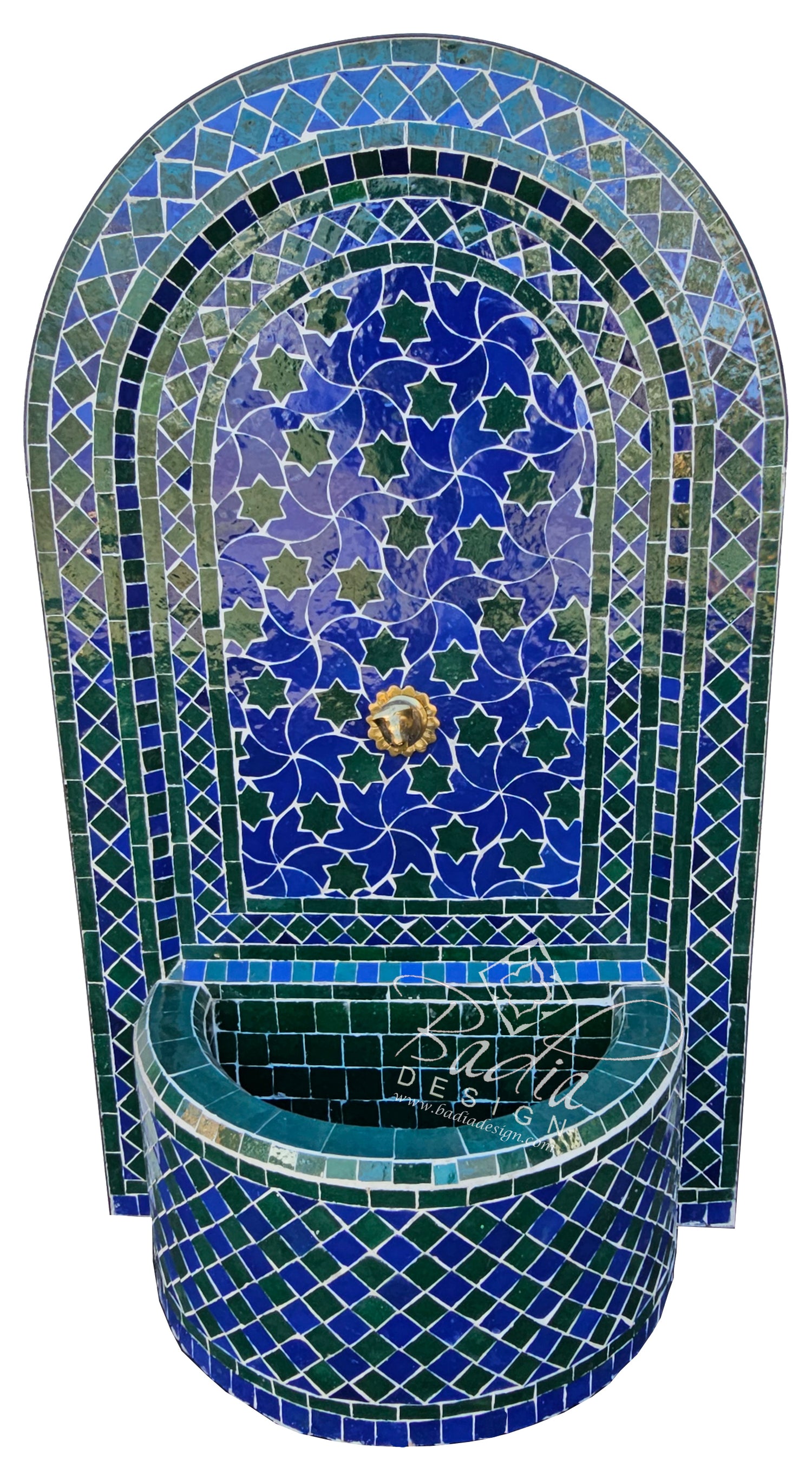 Green and Blue Arch Top Tile Water Fountain
