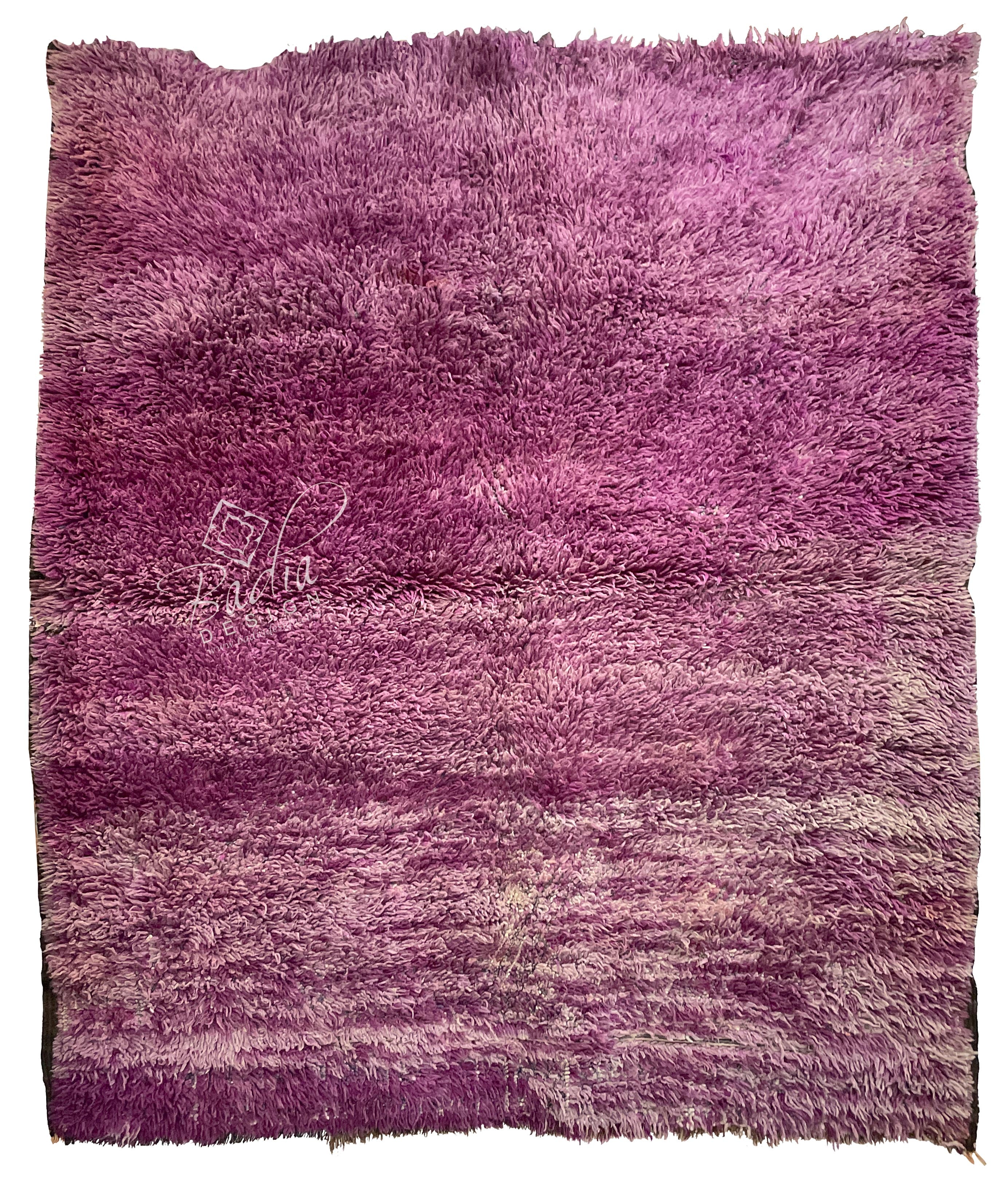Purple Faded Shaggy Moroccan Berber Rug