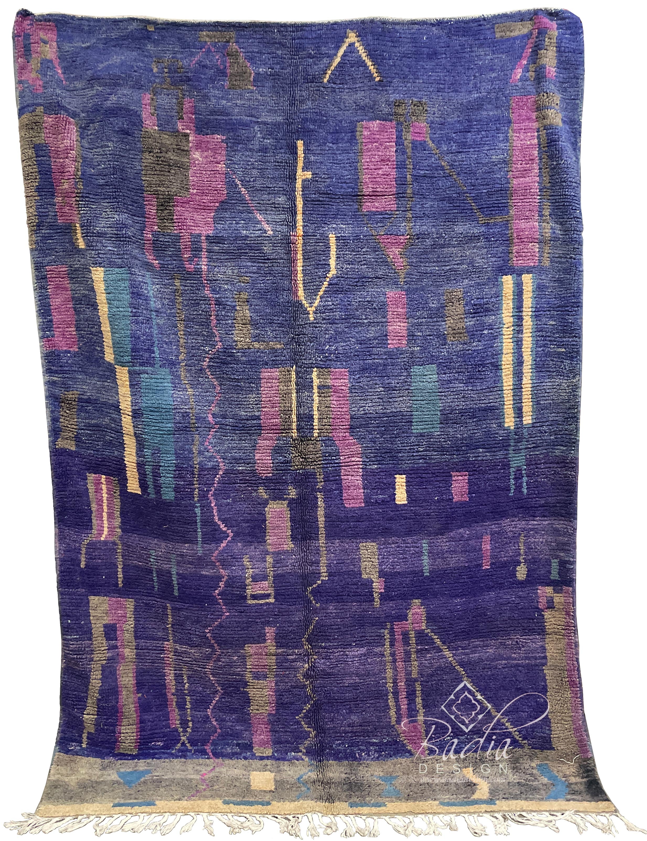 Purple Multi-Color Handwoven Moroccan Berber Rug