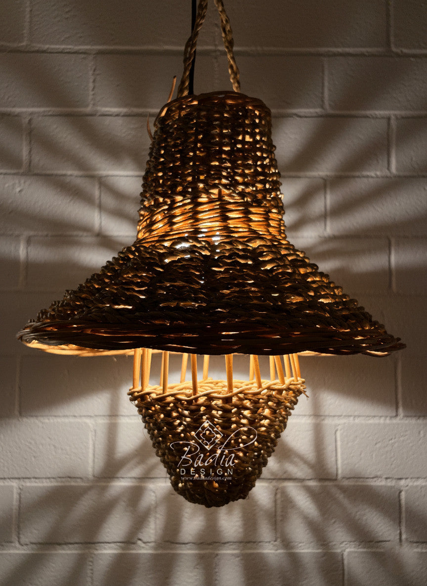 Bell and Cone Shaped Raffia Lantern