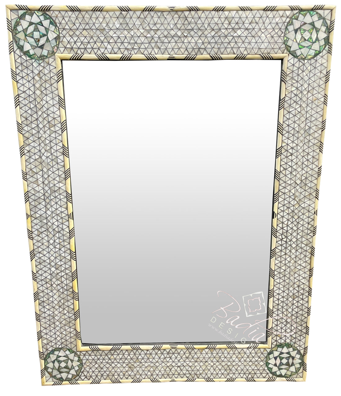 Rectangular White Mother of Pearl Inlay Mirror