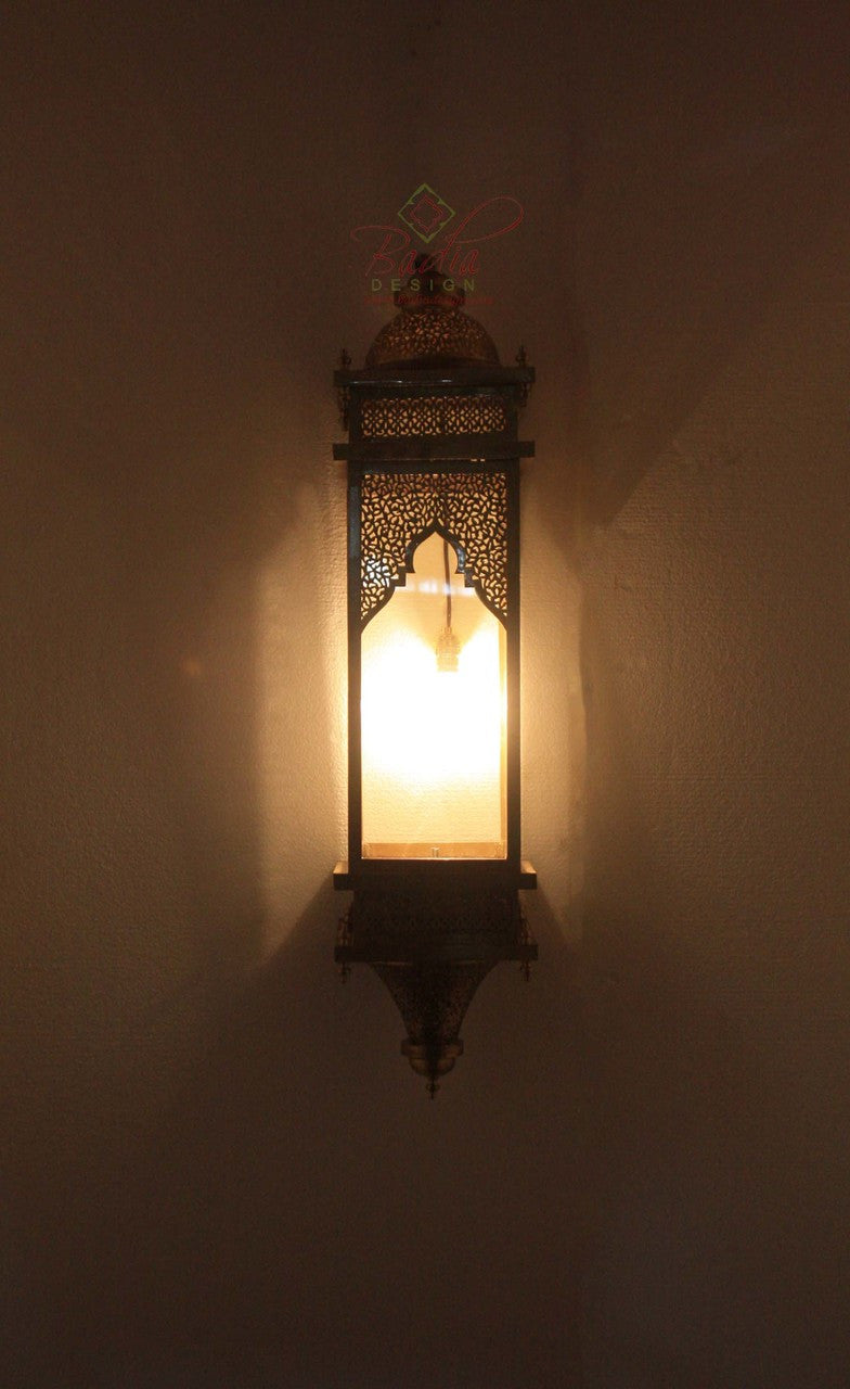 Rectangular Shaped Brass Wall Sconce with Clear Glass