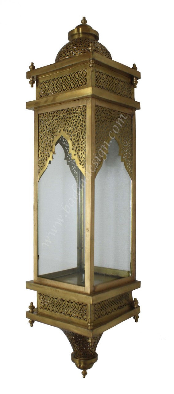 Rectangular Shaped Brass Wall Sconce with Clear Glass