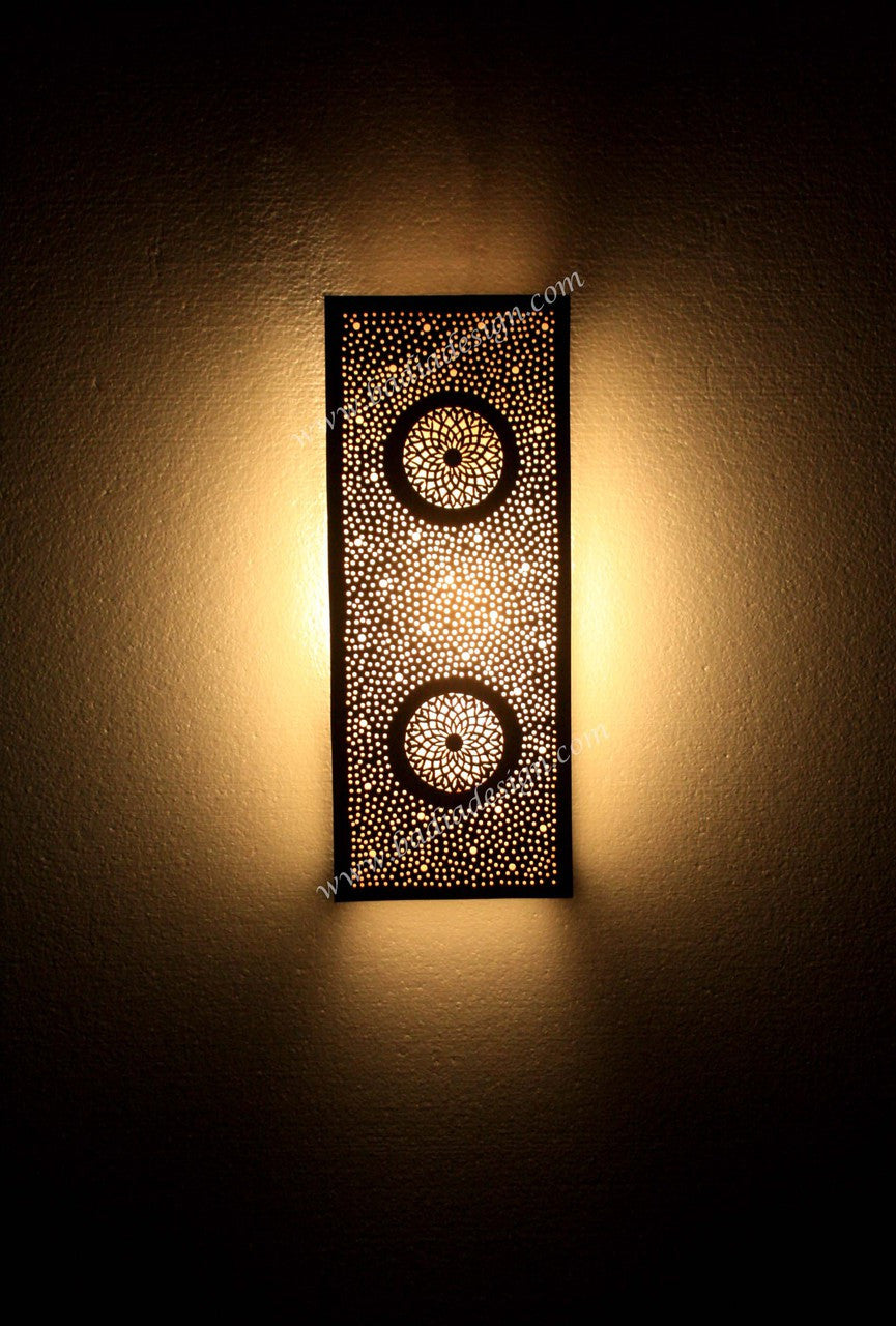 Rectangular Shaped Brass Wall Sconce with White Glass