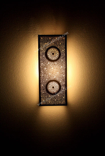 Rectangular Shaped Brass Wall Sconce with White Glass