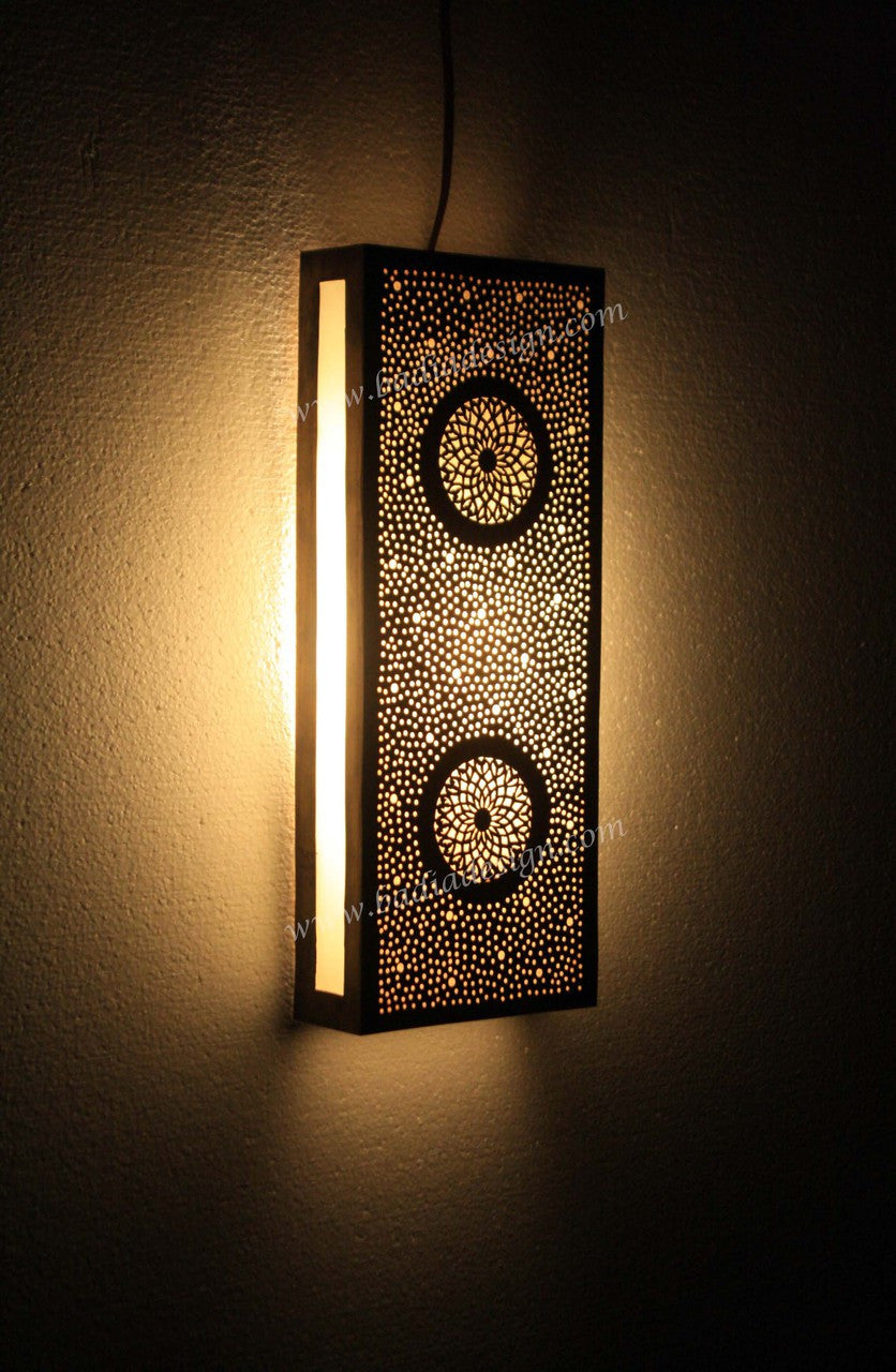 Rectangular Shaped Brass Wall Sconce with White Glass