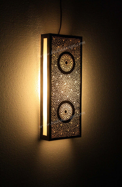 Rectangular Shaped Brass Wall Sconce with White Glass