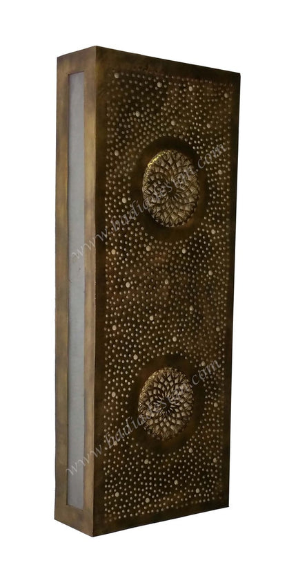 Rectangular Shaped Brass Wall Sconce with White Glass