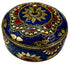 Round Moroccan Decorative Container in Blue and Gold