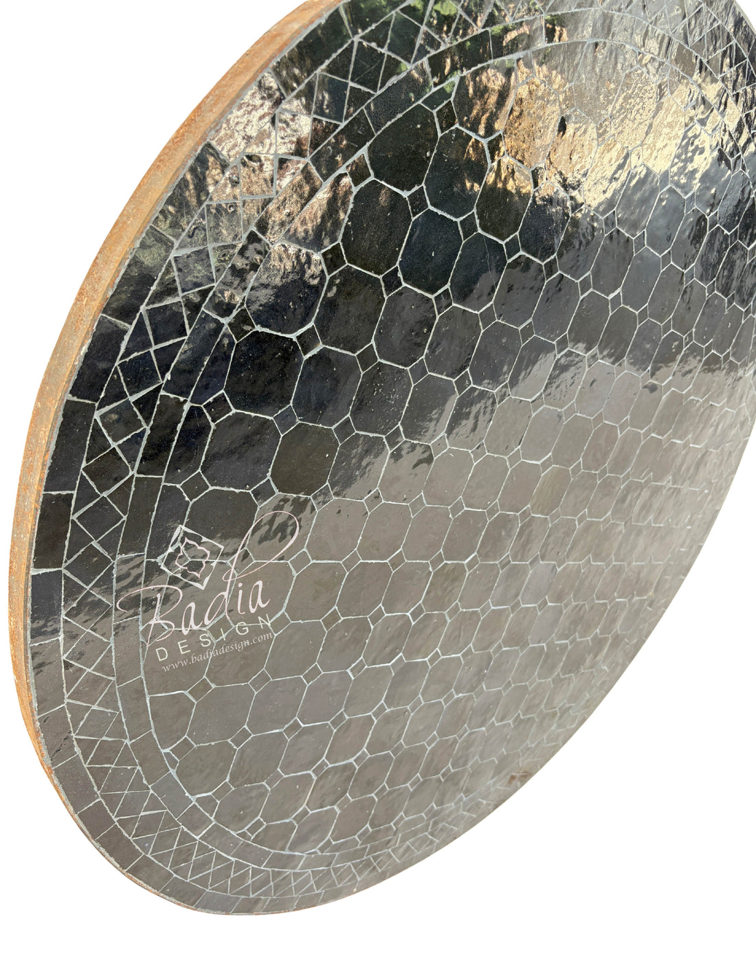 36" Solid Black Round Tile Table Top