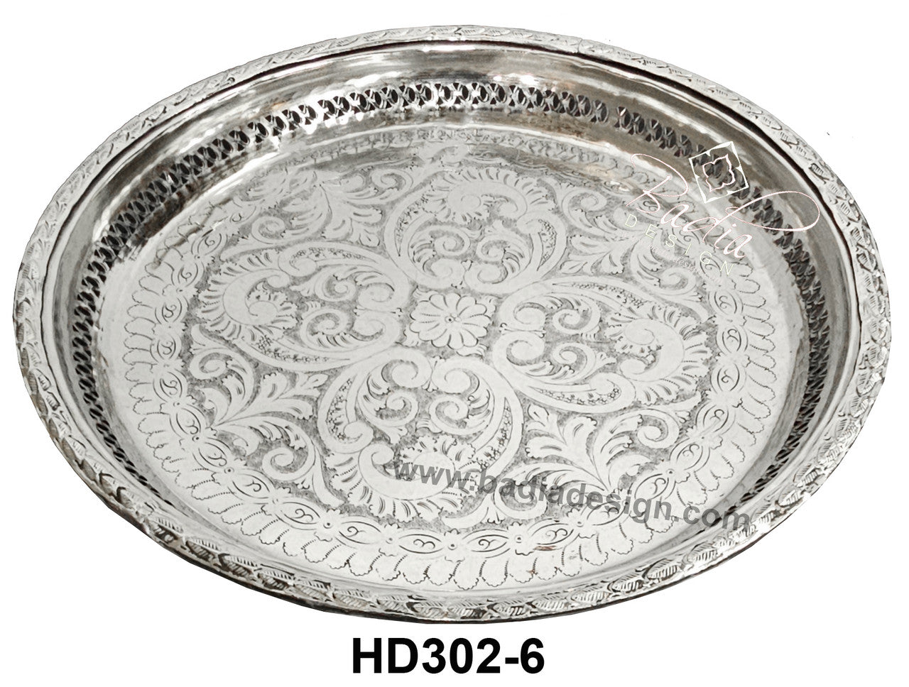 Brass Round Engraved Silver Trays