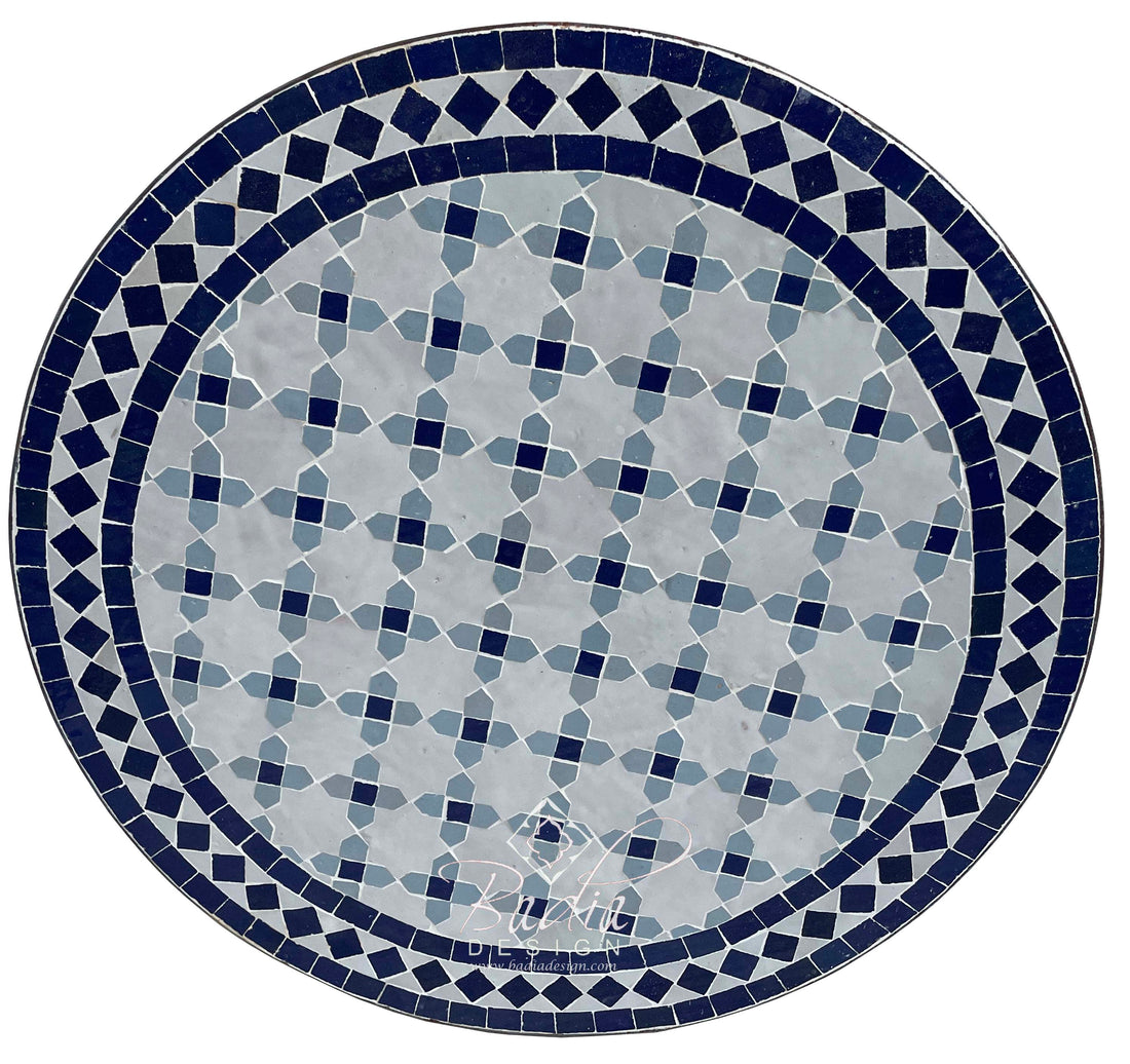 24" Intricately Designed Round Tile Table Top