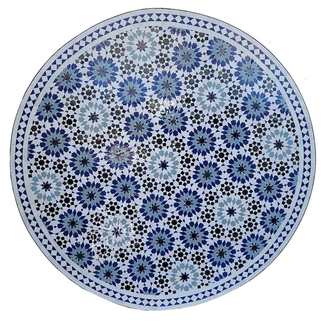 48" Blue Moroccan Mosaic Tile Table Top