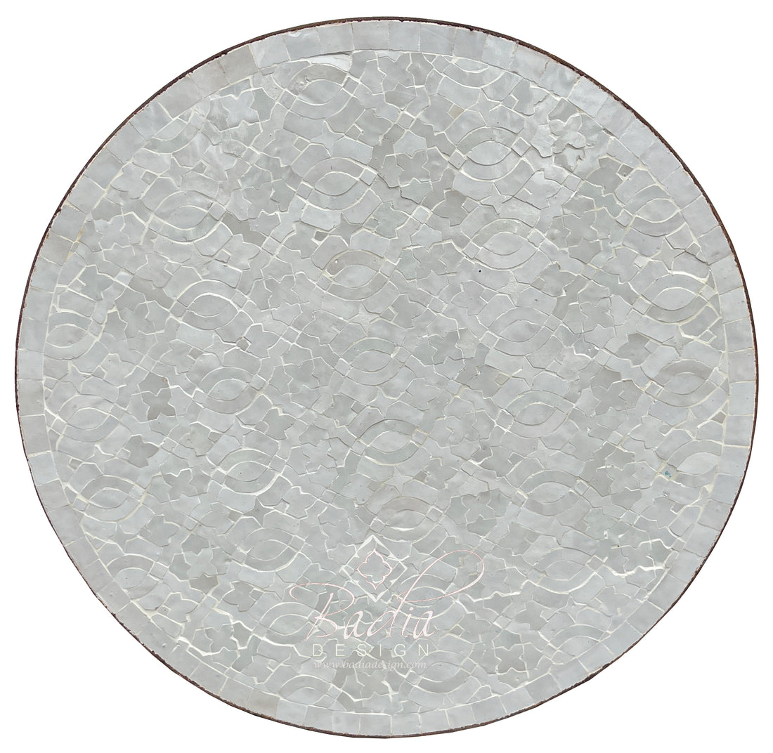 24" Round White Tile Table Top