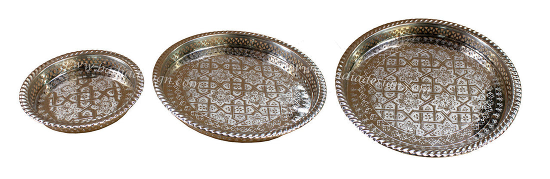 Round Engraved Silver Tray