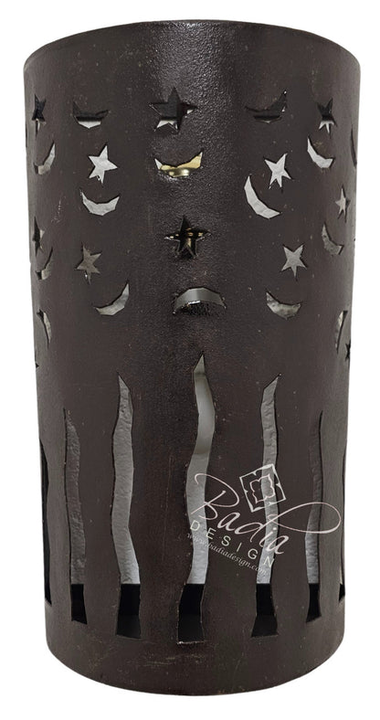 Rustic Iron Wall Sconce with Geometric Pattern